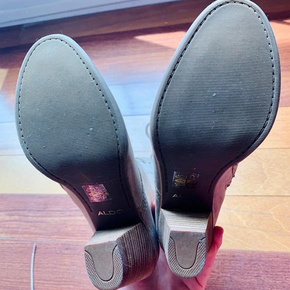 Aldo Grey Leather Lace-Up Heel Boots, size 7 - Picture 6 of 8